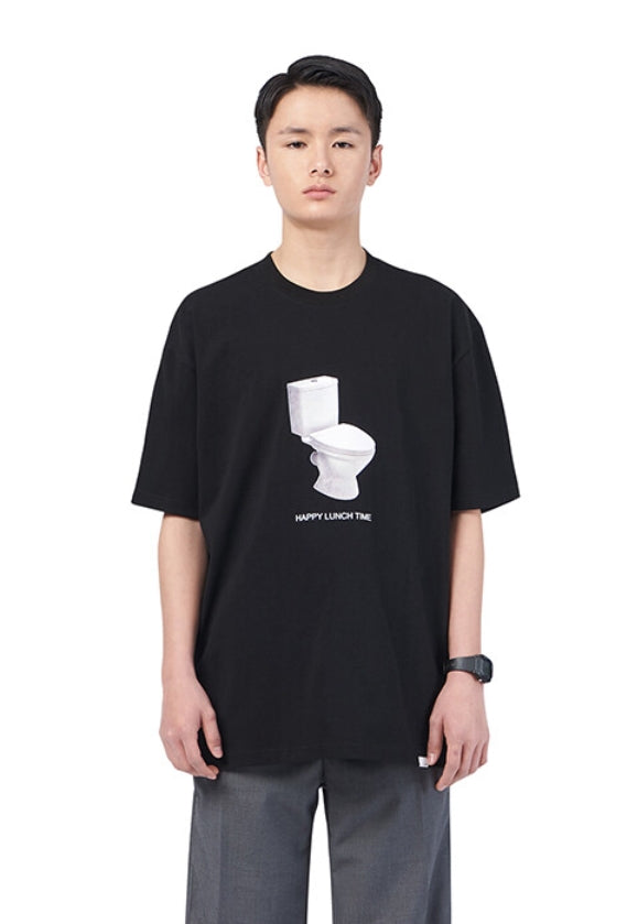 NOMANUAL(ノーマニュアル) HAPPY LUNCH TIME T-SHIRT - BLACK