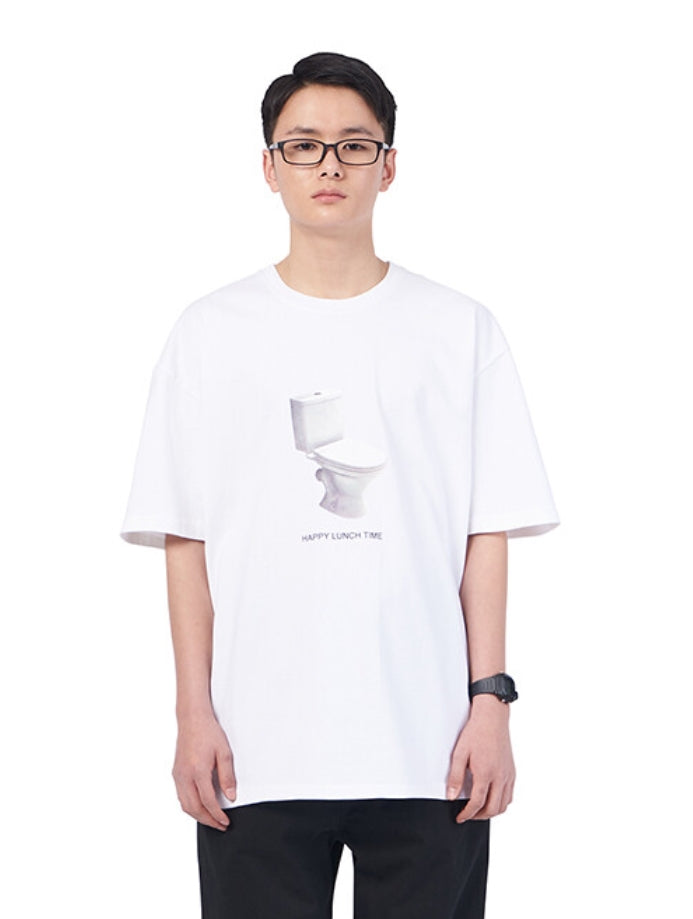 NOMANUAL(ノーマニュアル) HAPPY LUNCH TIME T-SHIRT - WHITE