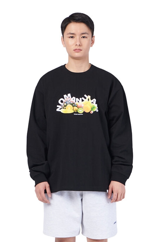 NOMANUAL(ノーマニュアル) FRUITS LONG SLEEVE TEE - BLACK