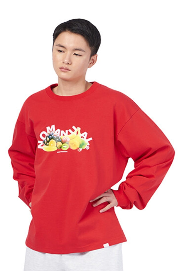 NOMANUAL(ノーマニュアル)  FRUITS LONG SLEEVE TEE - RED
