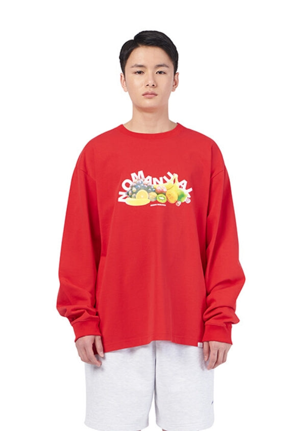 NOMANUAL(ノーマニュアル)  FRUITS LONG SLEEVE TEE - RED
