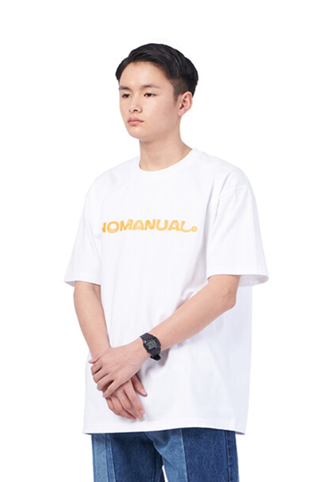 NOMANUAL(ノーマニュアル) DISTORTION LOGO T-SHIRT - WHITE