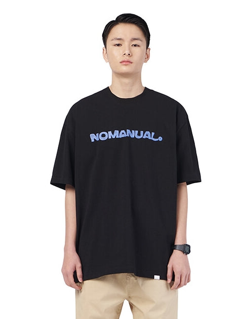 NOMANUAL(ノーマニュアル) DISTORTION LOGO T-SHIRT - BLACK