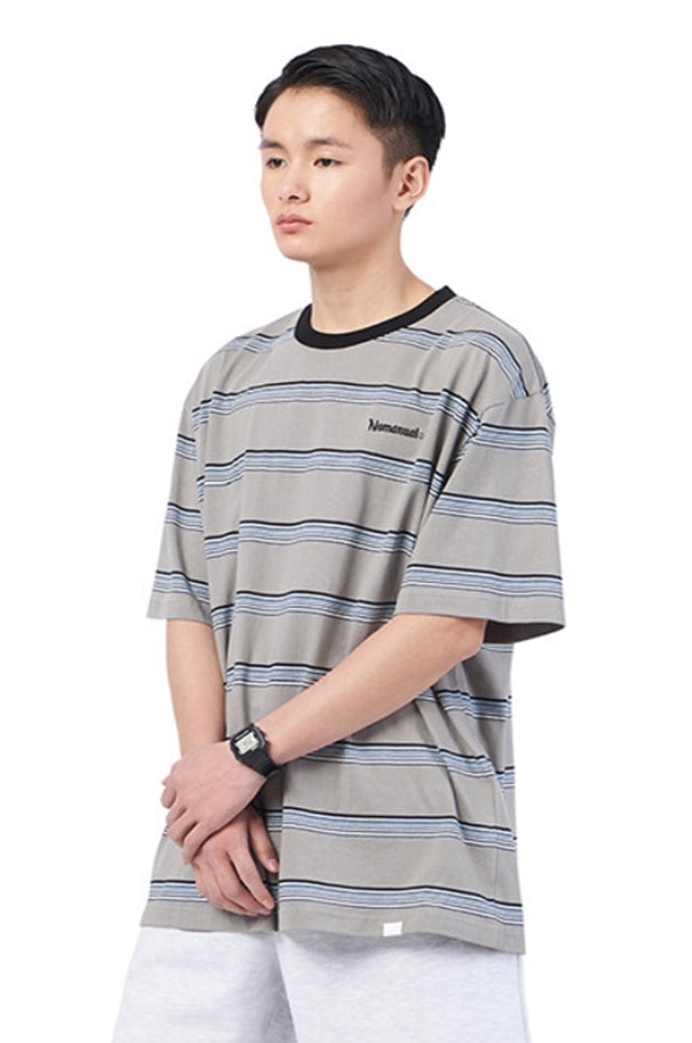 NOMANUAL(ノーマニュアル) G.L STRIPED T-SHIRT - GRAY