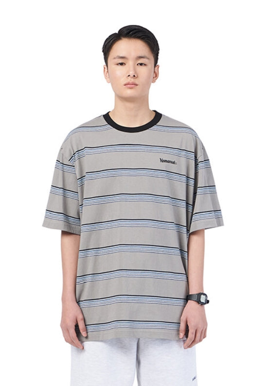 NOMANUAL(ノーマニュアル) G.L STRIPED T-SHIRT - GRAY