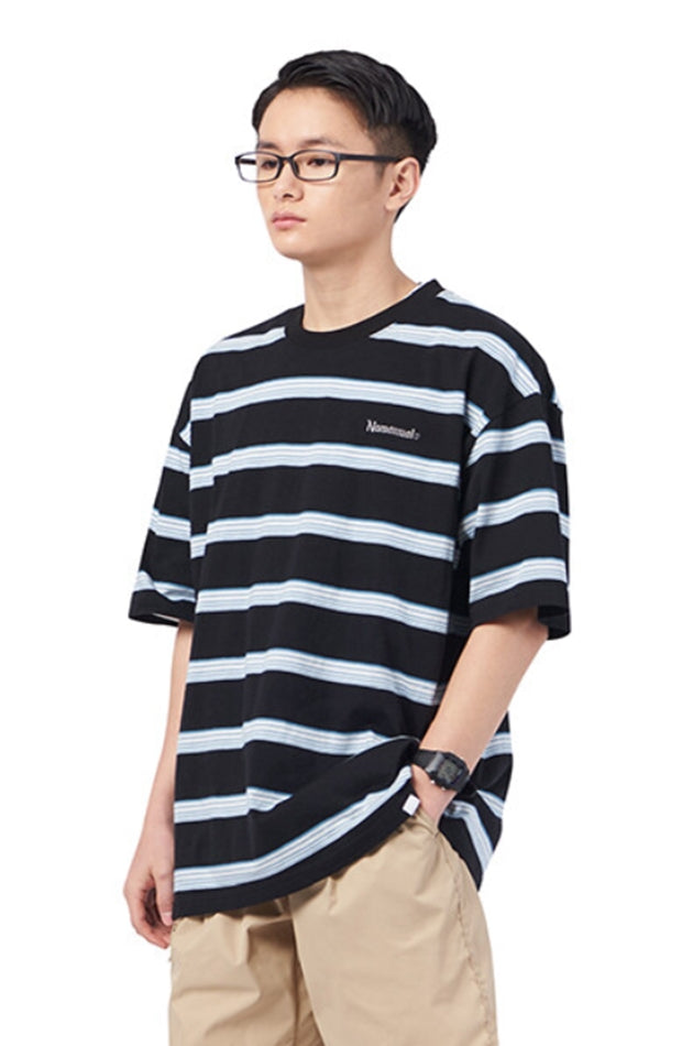 NOMANUAL(ノーマニュアル) G.L STRIPED T-SHIRT - BLACK