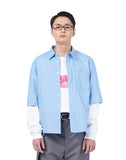 NOMANUAL(ノーマニュアル) SALARYMAN SHORT SLEEVE SHIRTS - SKYBLUE