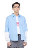 NOMANUAL(ノーマニュアル) SALARYMAN SHORT SLEEVE SHIRTS - SKYBLUE