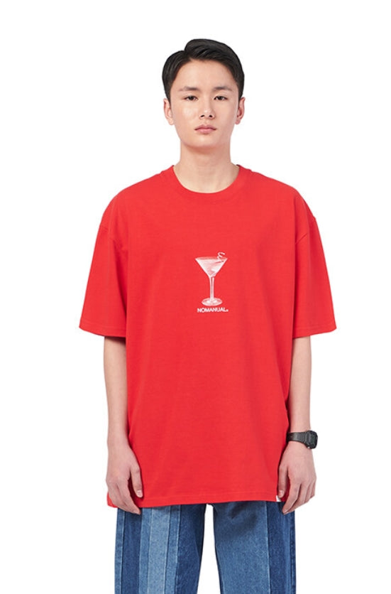 NOMANUAL(ノーマニュアル) MARTINI T-SHIRT - RED