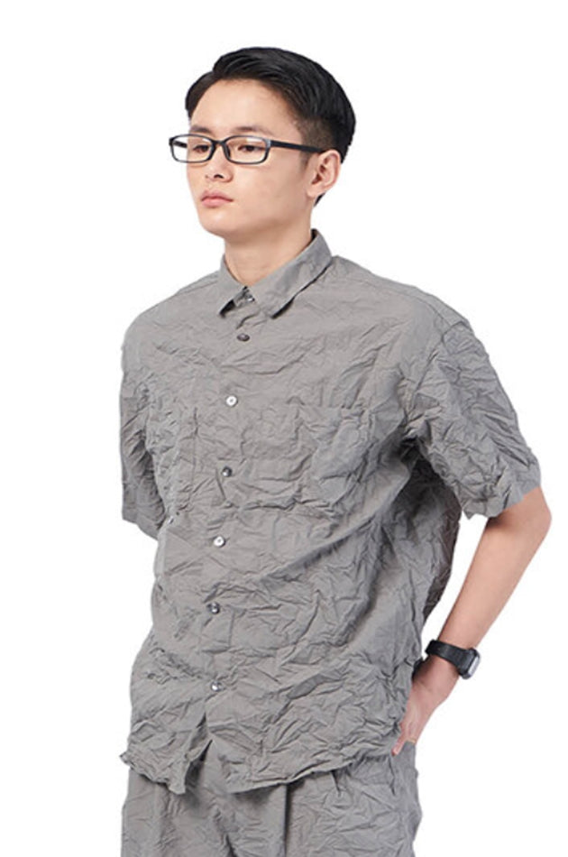 NOMANUAL(ノーマニュアル) WRINKLED SHORT SLEEVE SHIRT - WARM STONE