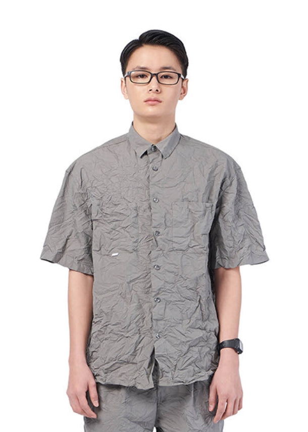 NOMANUAL(ノーマニュアル) WRINKLED SHORT SLEEVE SHIRT - WARM STONE