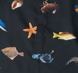 NOMANUAL(ノーマニュアル) OCEAN FRIENDS SHORT SLEEVE SHIRTS - BLACK