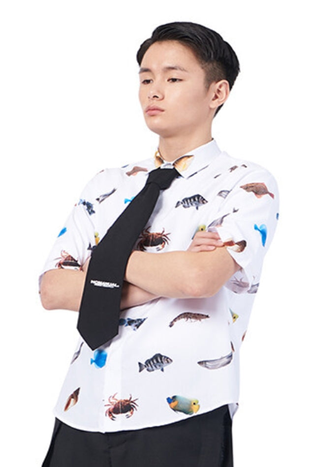 NOMANUAL(ノーマニュアル) OCEAN FRIENDS SHORT SLEEVE SHIRTS - WHITE
