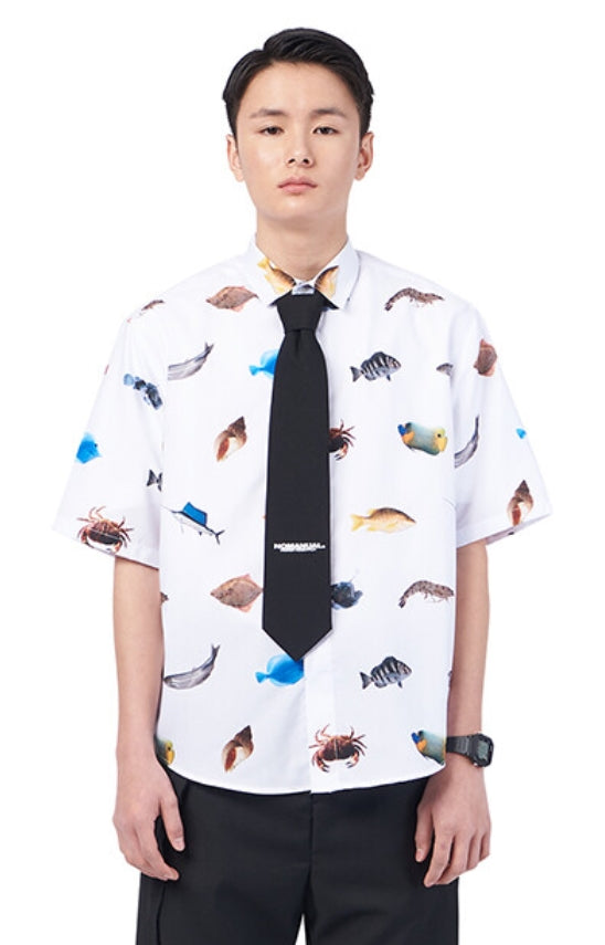 NOMANUAL(ノーマニュアル) OCEAN FRIENDS SHORT SLEEVE SHIRTS - WHITE