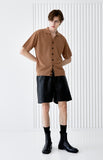 SSY(エスエスワイ) button up half sleeve pique cardigan brown