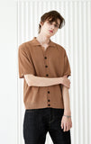 SSY(エスエスワイ) button up half sleeve pique cardigan brown