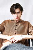 SSY(エスエスワイ) button up half sleeve pique cardigan brown