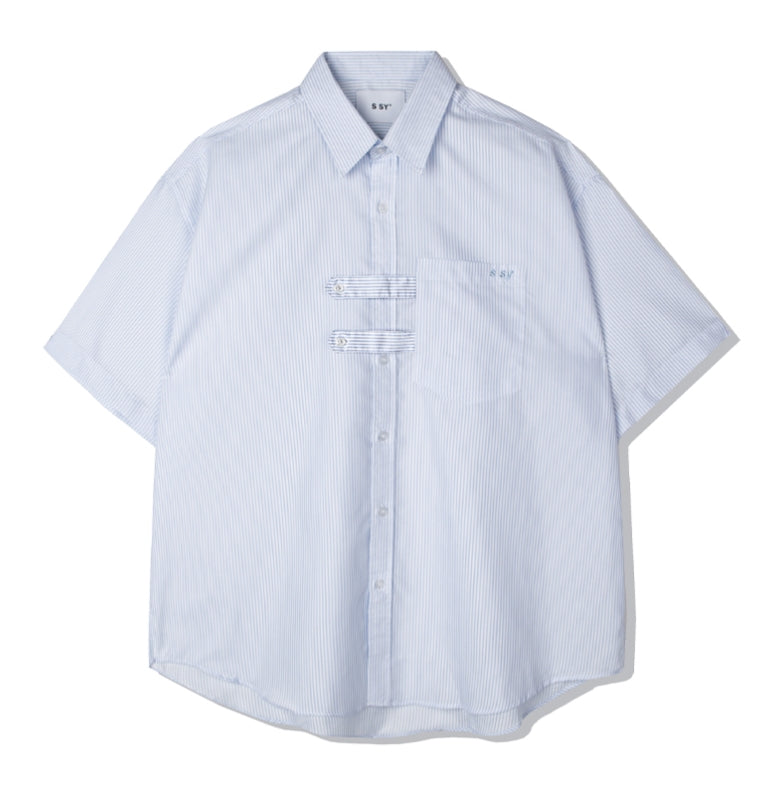 SSY(エスエスワイ)  doble holder stripe half shirt sky blue