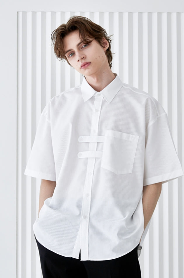 SSY(エスエスワイ)  doble holder stripe half shirt white