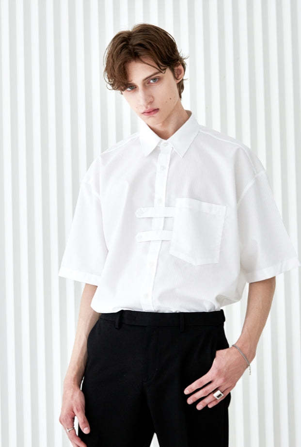 SSY(エスエスワイ)  doble holder stripe half shirt white