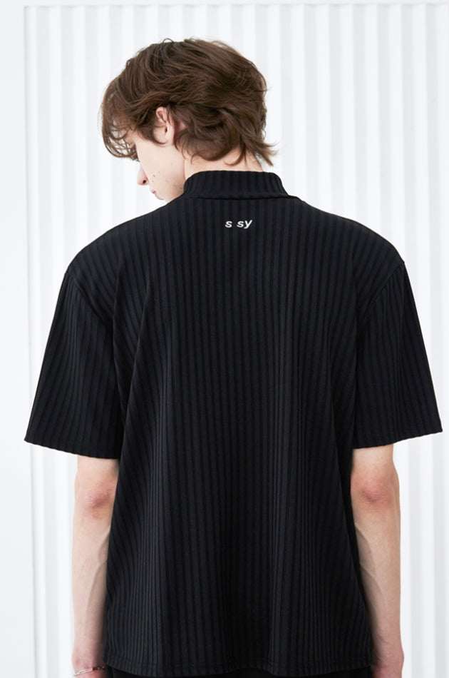 SSY(エスエスワイ)  rib mock neck t-shirt black