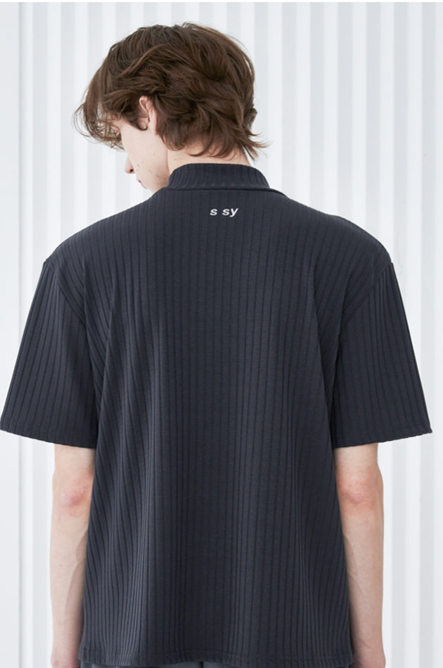 SSY(エスエスワイ)  rib mock neck t-shirt charcoal