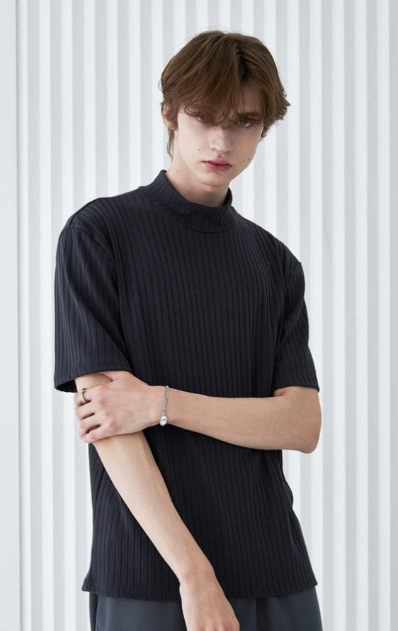 SSY(エスエスワイ)  rib mock neck t-shirt charcoal