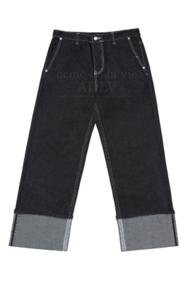 アクメドラビ(acme' de la vie) STITCH ROLL-UP DENIM PANTS BLACK