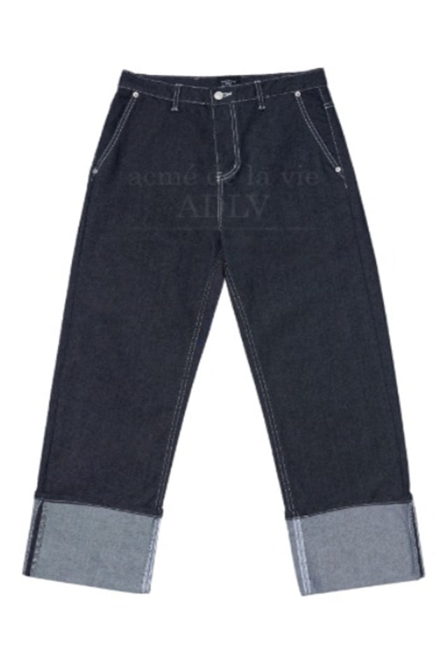 アクメドラビ(acme' de la vie) STITCH ROLL-UP DENIM PANTS DARK BLUE