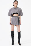 イーエスシースタジオ(ESC STUDIO)   Stud skirt shorts (grey)