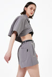 イーエスシースタジオ(ESC STUDIO)   Stud skirt shorts (grey)