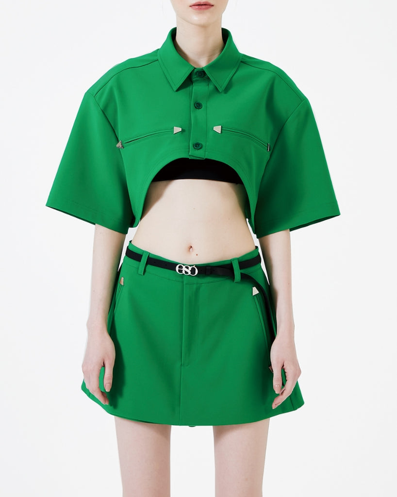 イーエスシースタジオ(ESC STUDIO)   Stud skirt shorts (green)