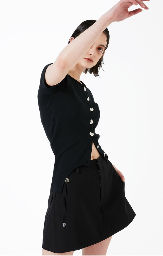イーエスシースタジオ(ESC STUDIO) Stud skirt shorts (black