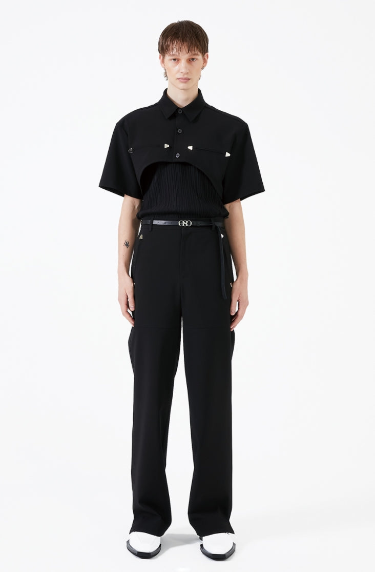 イーエスシースタジオ(ESC STUDIO) Stud slacks (black)