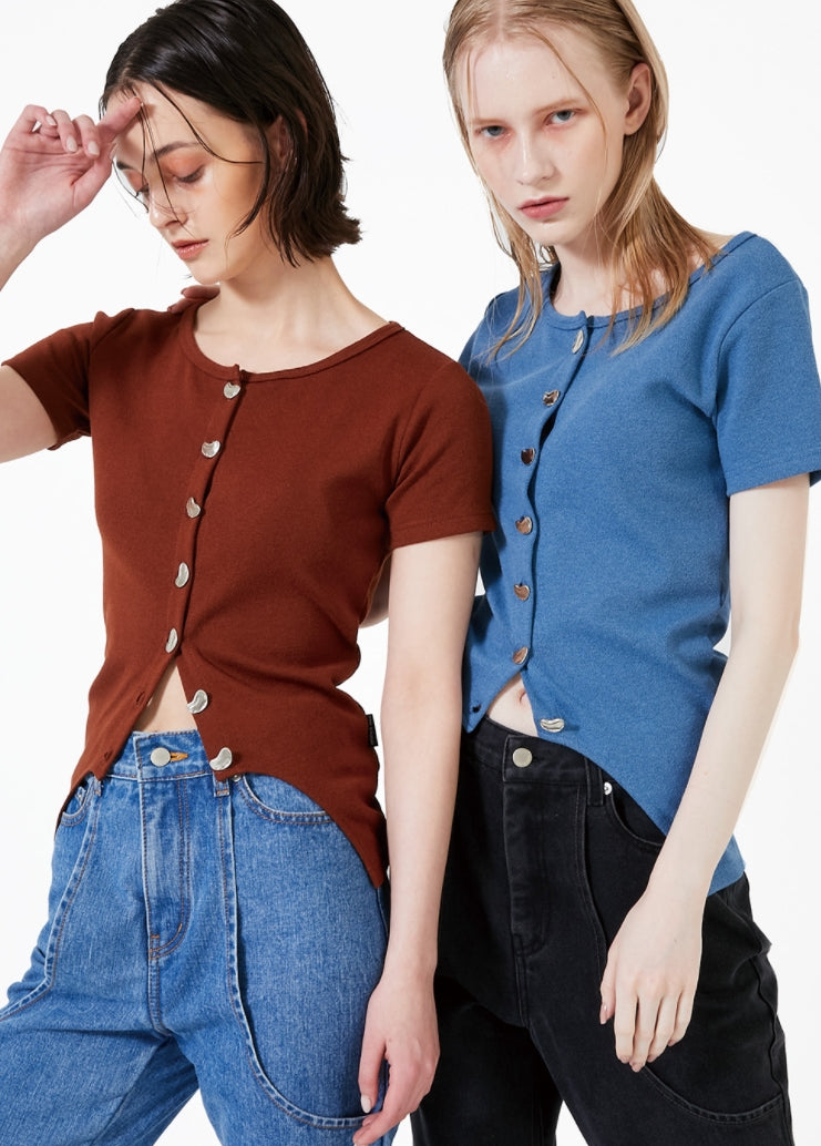 イーエスシースタジオ(ESC STUDIO)  Button round cardigan (sky blue)