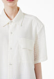 イーエスシースタジオ(ESC STUDIO) Lace pad oversize shirt (white)