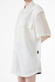 イーエスシースタジオ(ESC STUDIO) Lace pad oversize shirt (white)