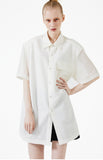 イーエスシースタジオ(ESC STUDIO) Lace pad oversize shirt (white)