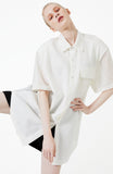 イーエスシースタジオ(ESC STUDIO) Lace pad oversize shirt (white)