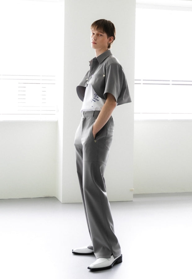 イーエスシースタジオ(ESC STUDIO)  Stud crop pad shirt jacket (grey)