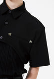 イーエスシースタジオ(ESC STUDIO)  Stud crop pad shirt jacket (black)