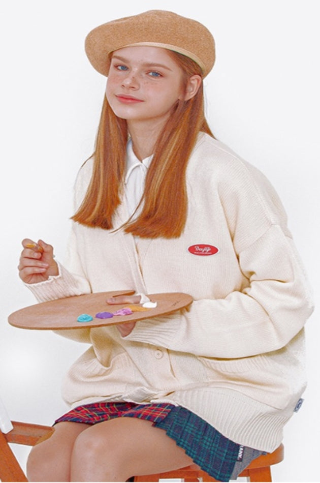 デイライフ(Daylife)  DAYLIFE SMALL LOGO CARDGAN (IVORY)