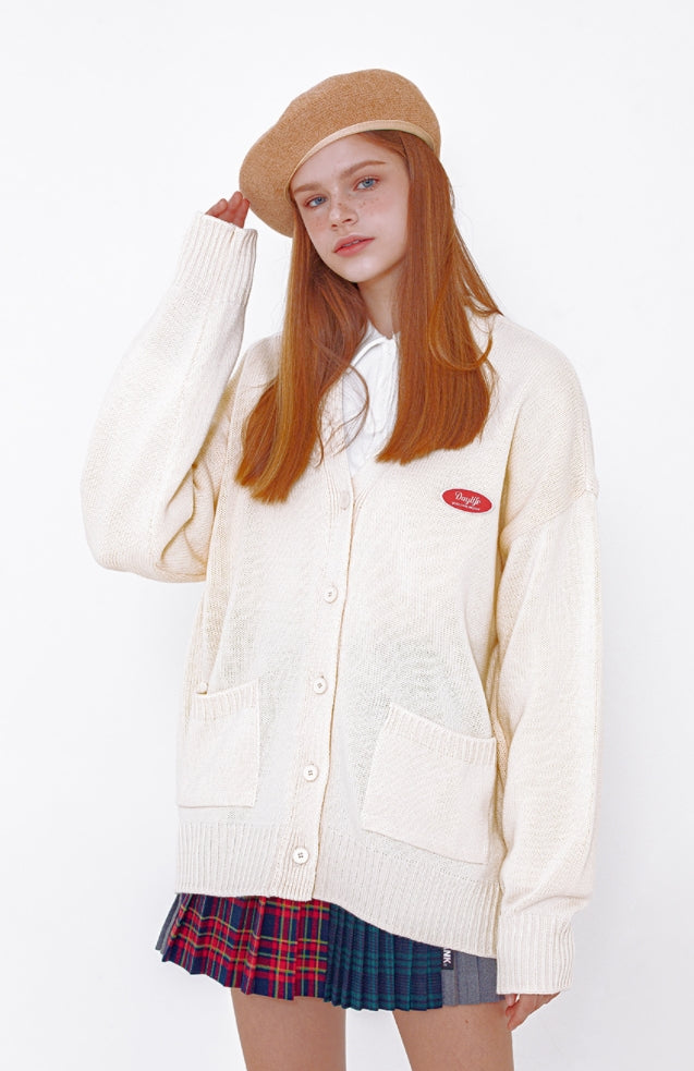 デイライフ(Daylife)  DAYLIFE SMALL LOGO CARDGAN (IVORY)