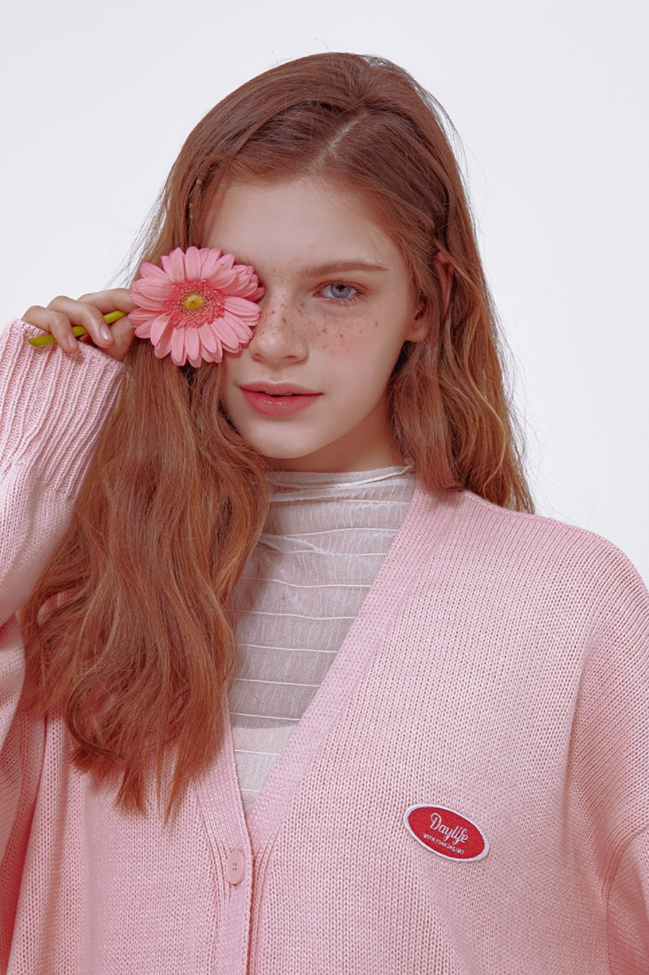 デイライフ(Daylife)  DAYLIFE SMALL LOGO CARDGAN (PINK)