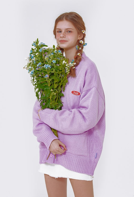 デイライフ(Daylife)  DAYLIFE SMALL LOGO CARDGAN (PURPLE)