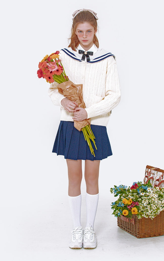 デイライフ(Daylife)  DAYLIFE SAILOR KNIT CARDGAN (IVORY)