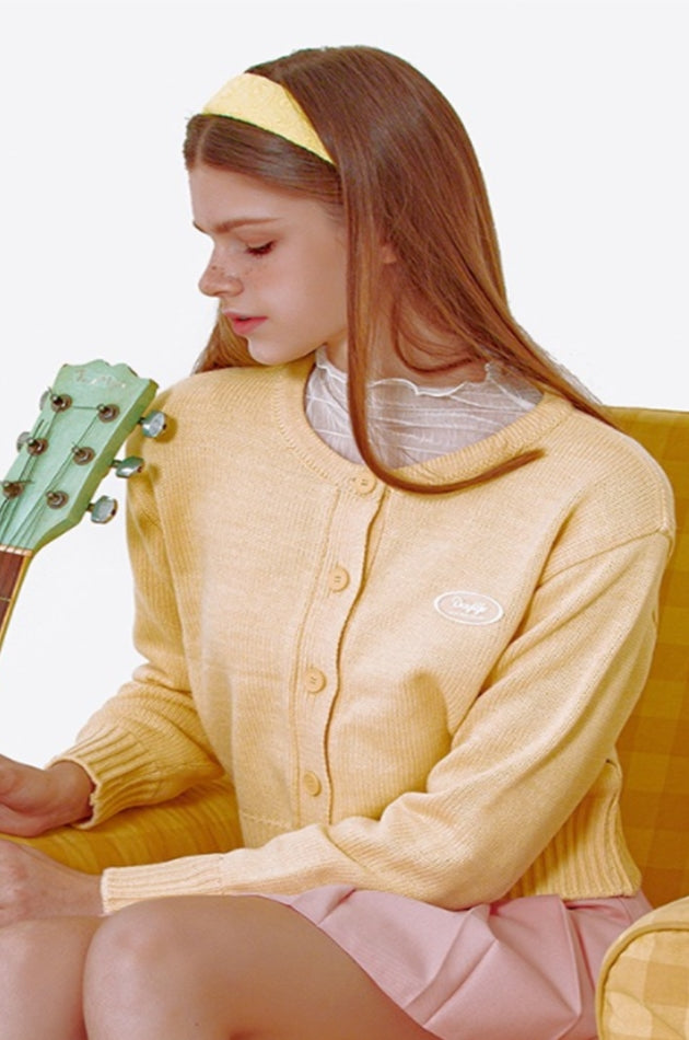 デイライフ(Daylife)  DAYLIFE ROUND NECK KNIT CARDGAN (YELLOW)