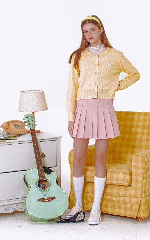 デイライフ(Daylife)  DAYLIFE ROUND NECK KNIT CARDGAN (YELLOW)