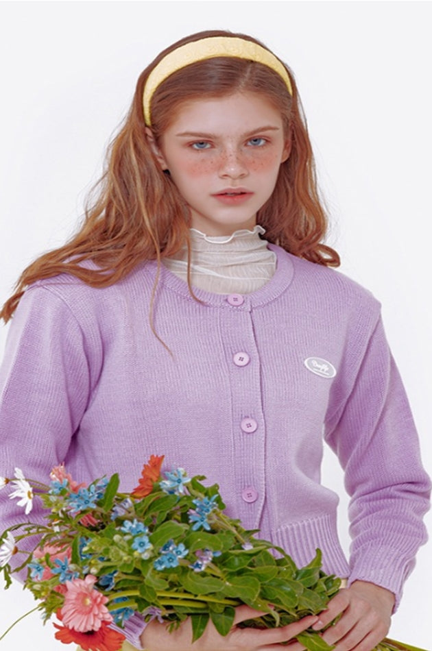 デイライフ(Daylife)  DAYLIFE ROUND NECK KNIT CARDGAN (PURPLE)