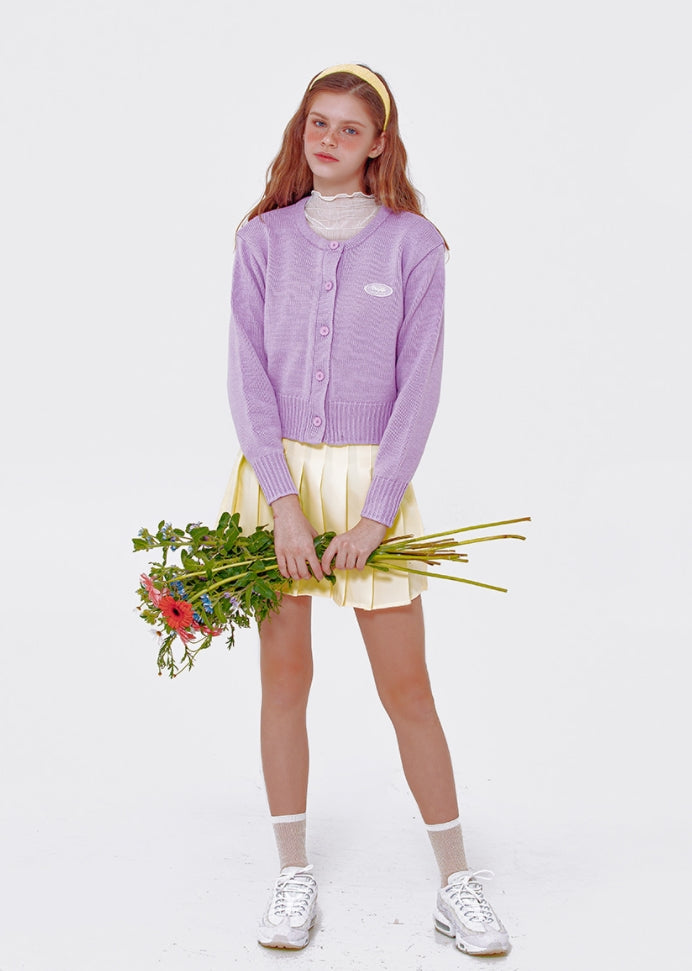 デイライフ(Daylife)  DAYLIFE ROUND NECK KNIT CARDGAN (PURPLE)